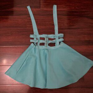 Blue suspender skirt